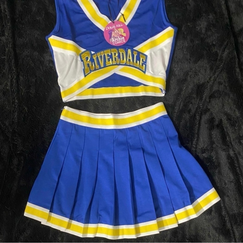 New Dolls Kill x Archie Comics Riverdale Cheerleader Costume Uniform Set XS💙📣💛 - Picture 2 of 8